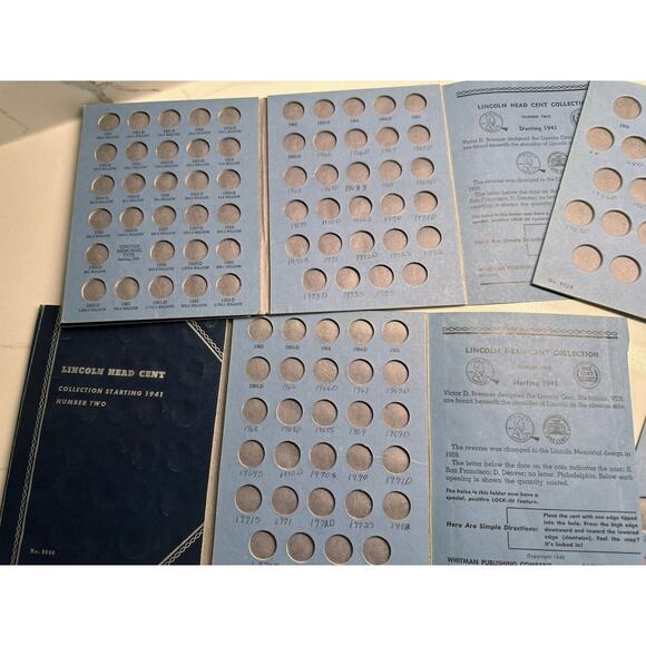 Whitman Lincoln Head Cent (2) and Jefferson Nickel (2) Coin Folder Set of 4 - Picture 4 of 5